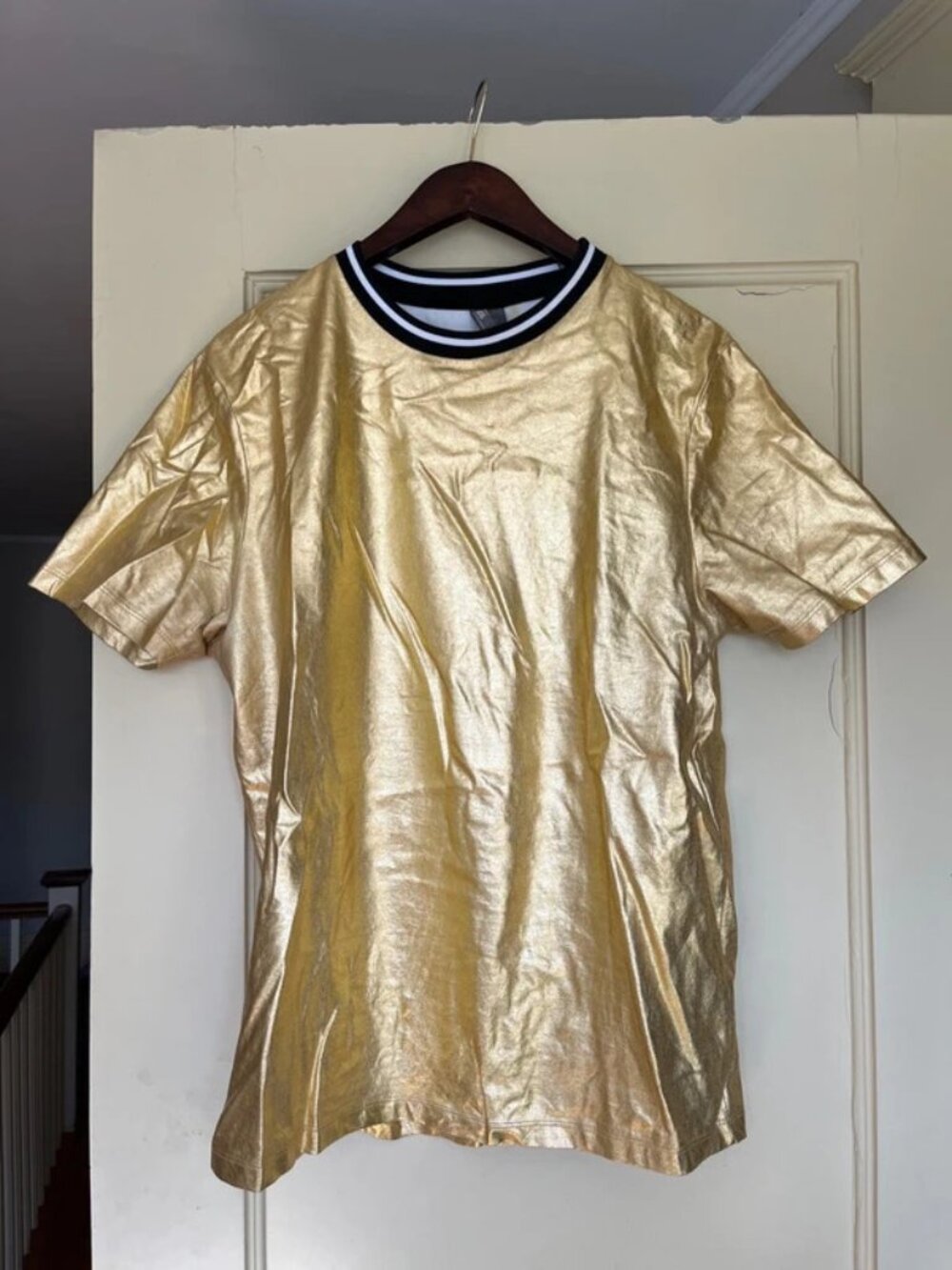 ASOS Gold Metallic Shirt Tee Men M